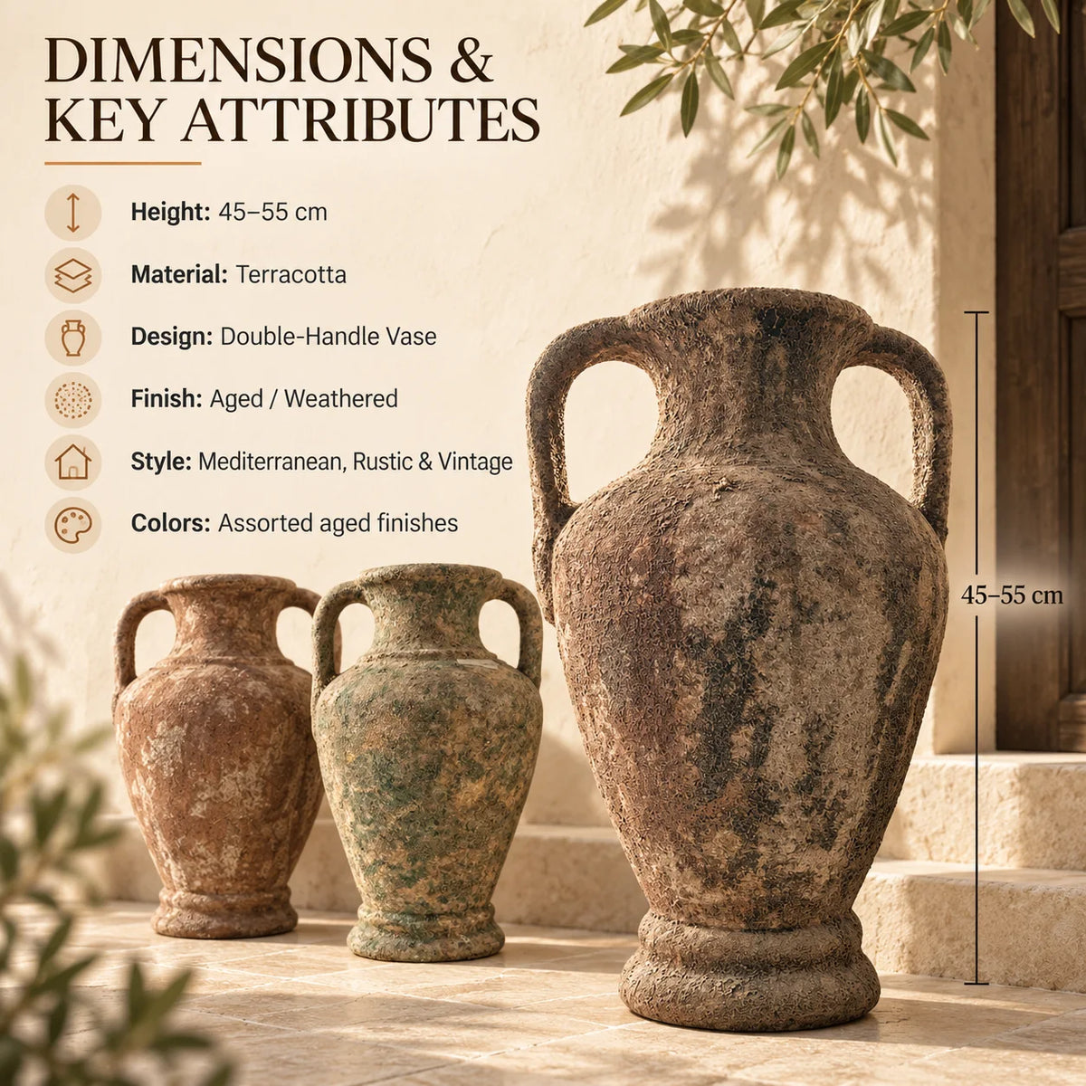 Aged Terracotta Pot - 45-55cm – block 1
